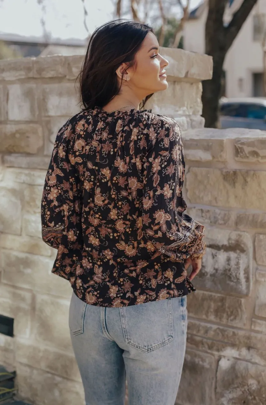 Henna Floral Peasant Blouse
