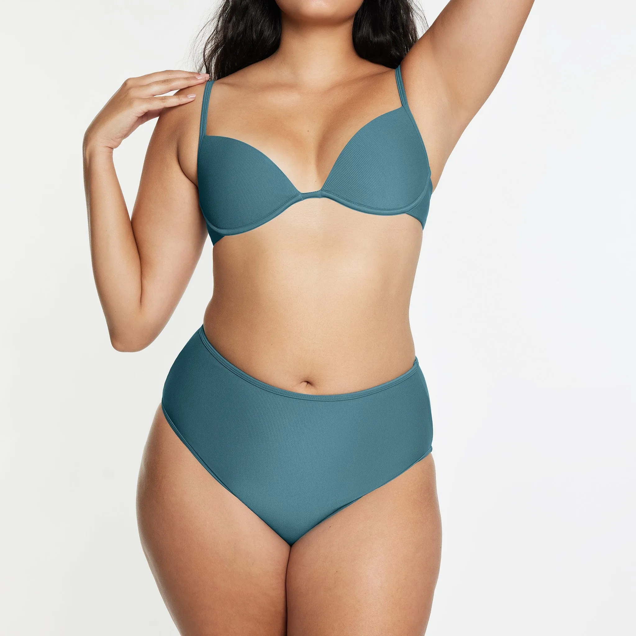 High Waisted Bikini Bottom Ribbed Isle