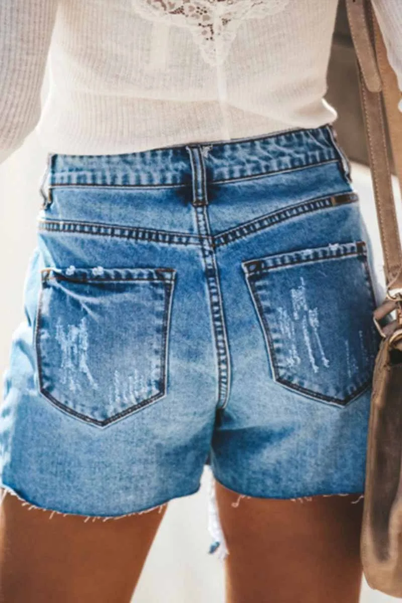 Hole button Denim Shorts