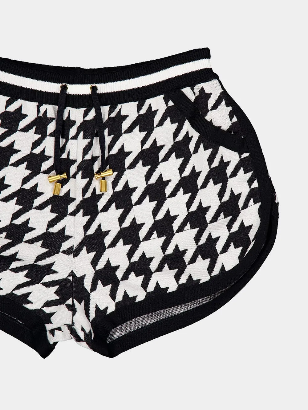 Houndstooth Jacquard Knit Shorts
