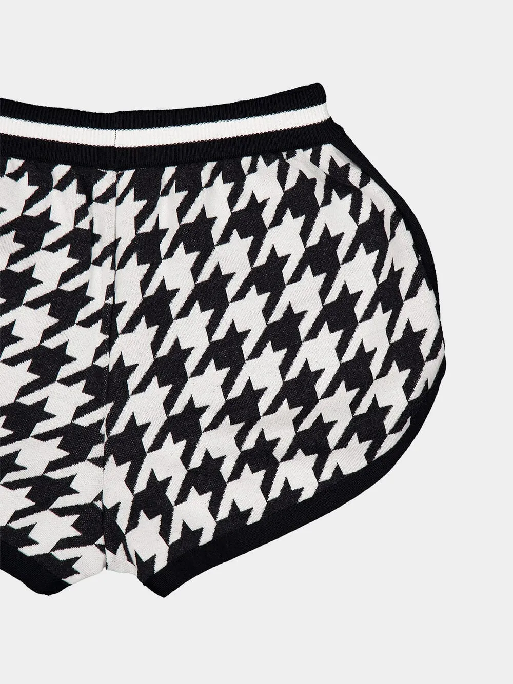 Houndstooth Jacquard Knit Shorts