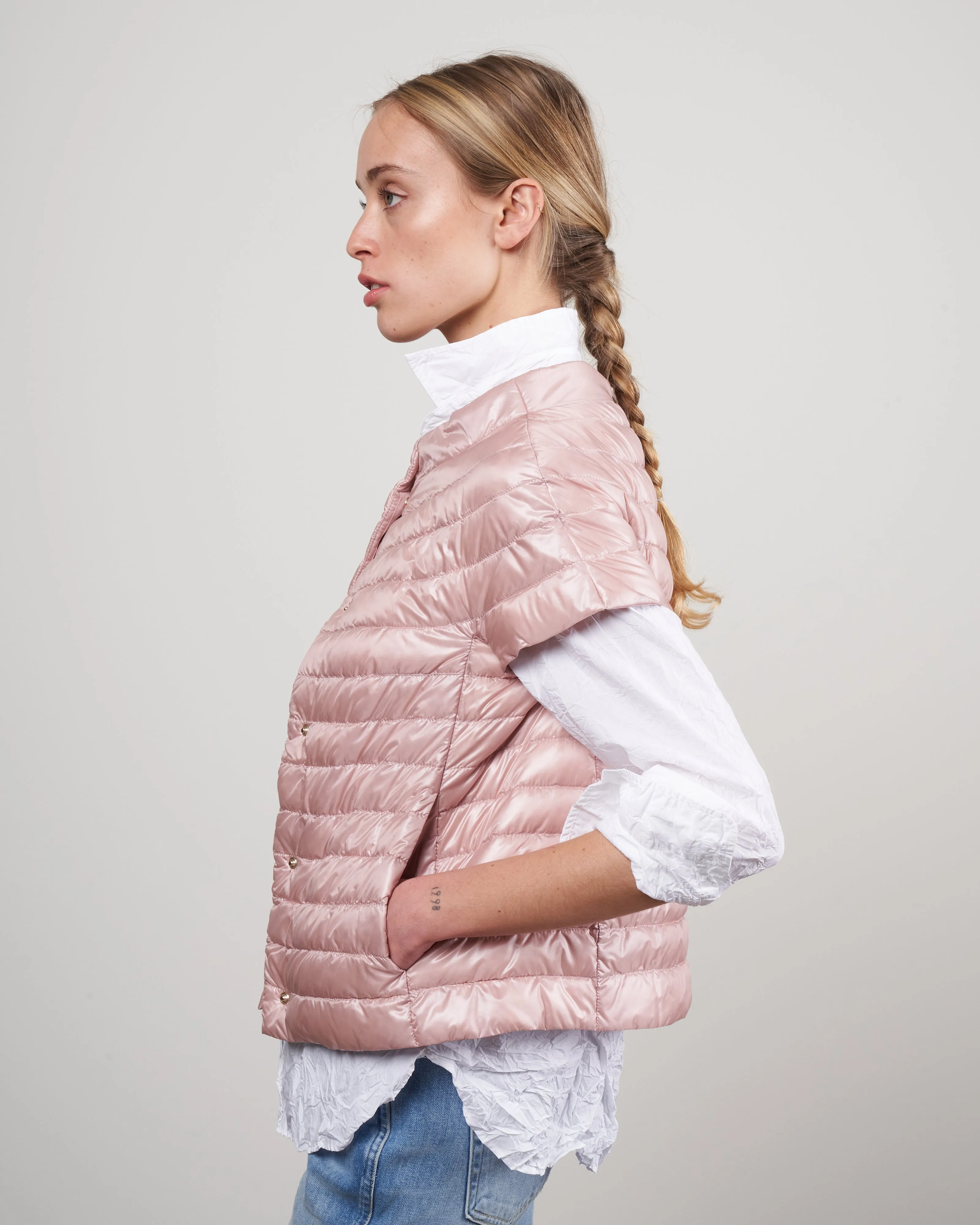 iconico "margherita" classic nylon cap sleeve (straight hem) - rosa chiaro