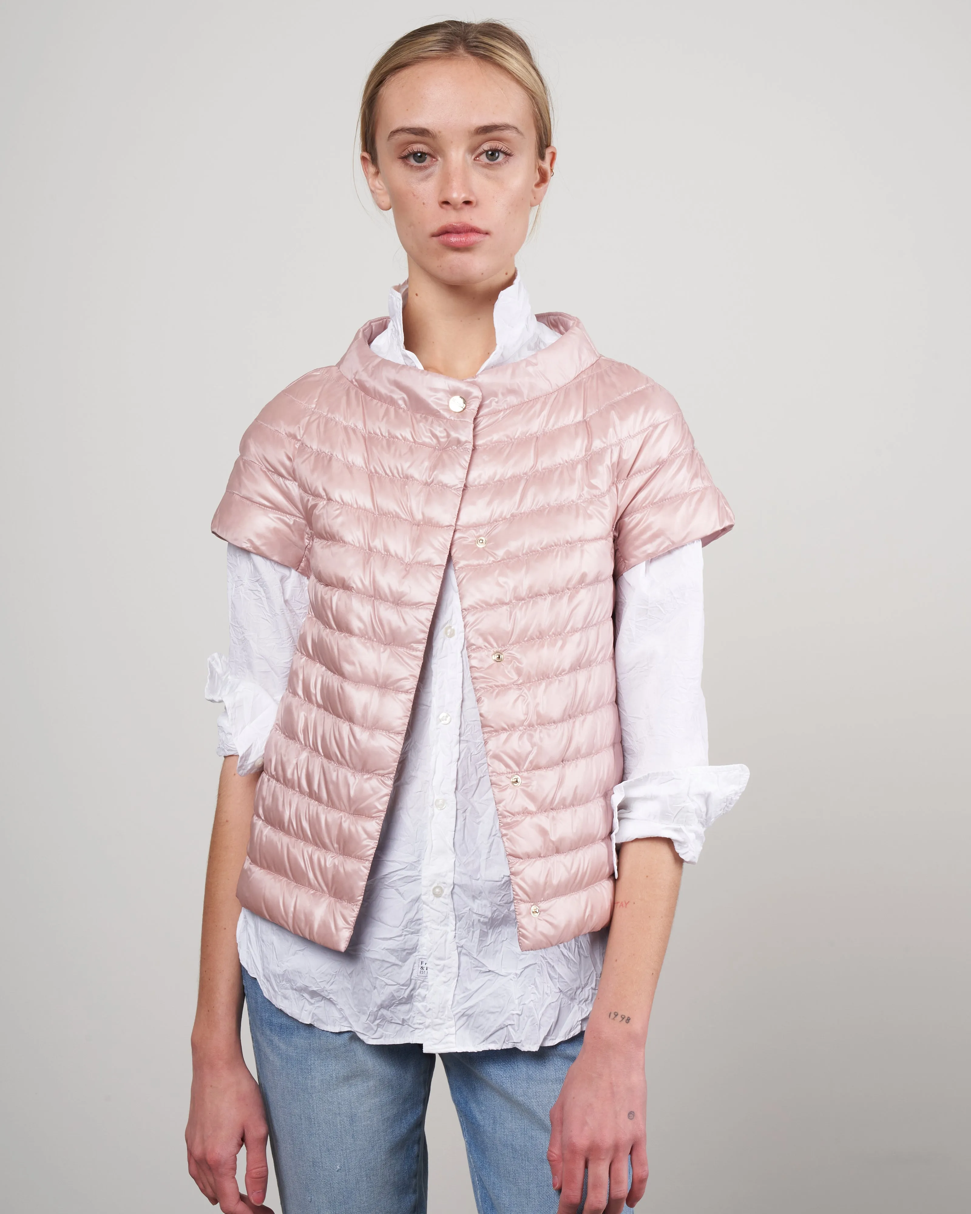 iconico "margherita" classic nylon cap sleeve (straight hem) - rosa chiaro