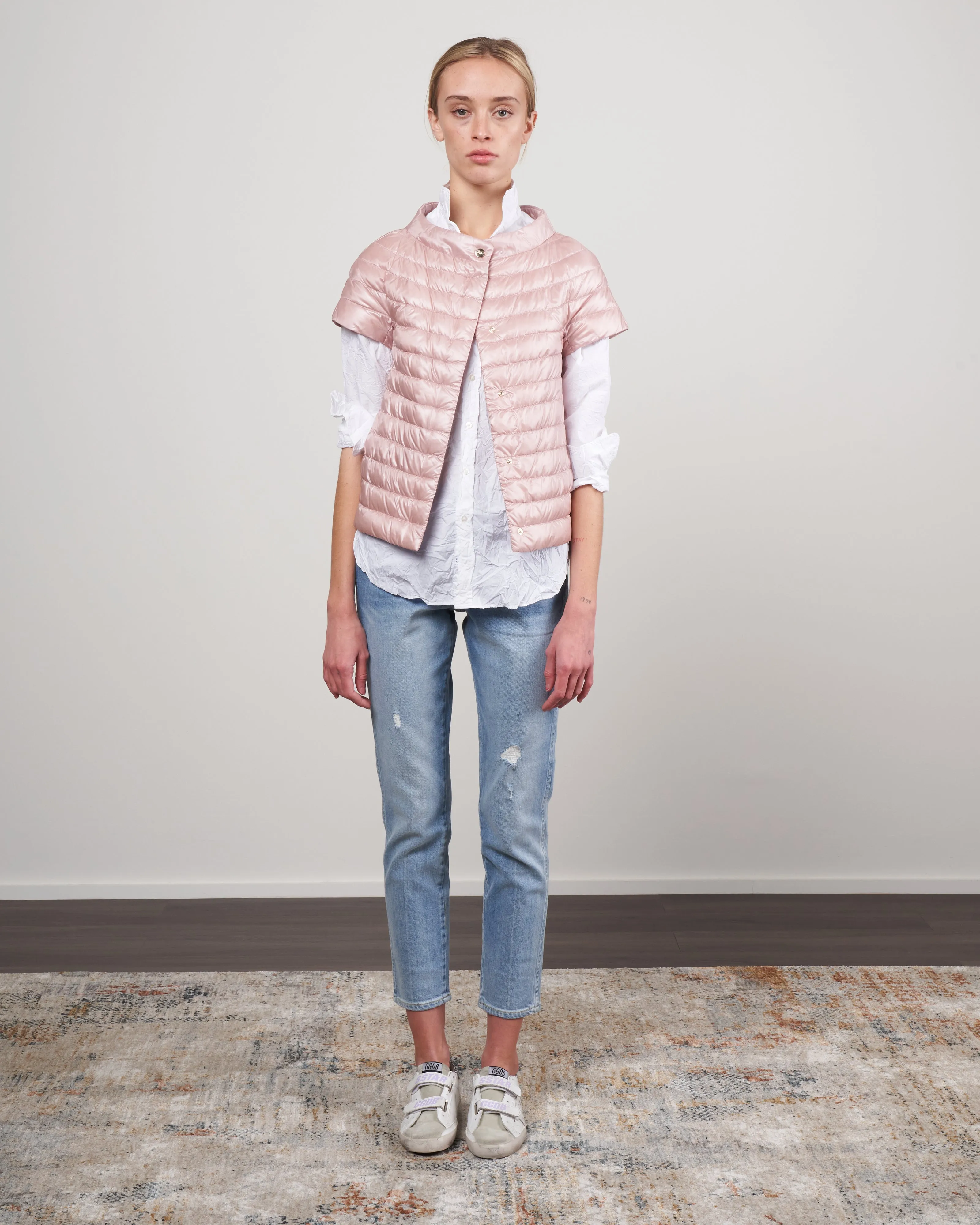 iconico "margherita" classic nylon cap sleeve (straight hem) - rosa chiaro