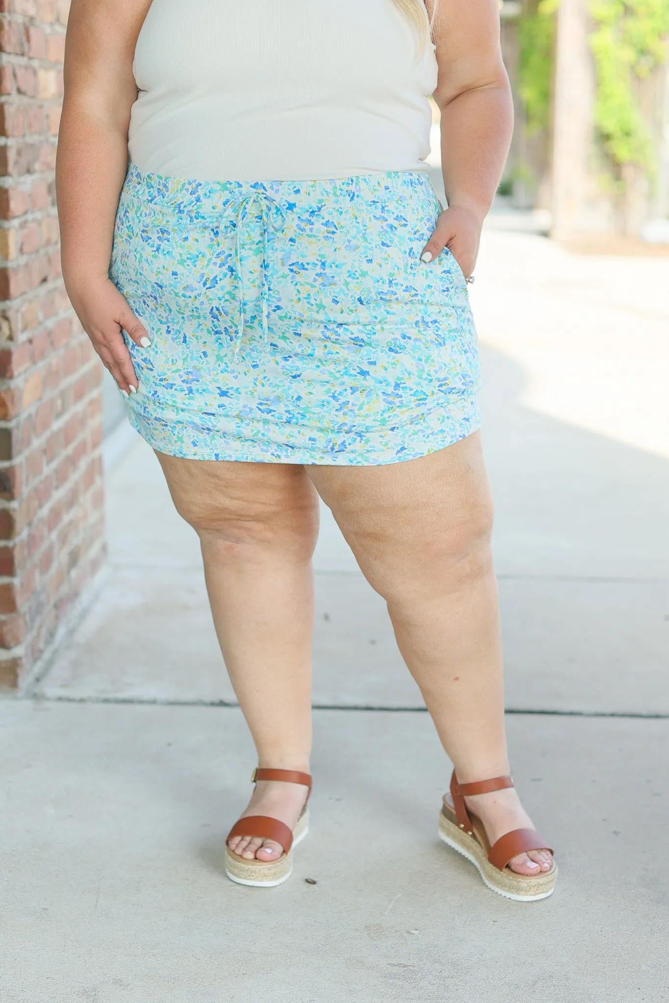IN STOCK Sienna Skort - Aqua Micro Floral FINAL SALE