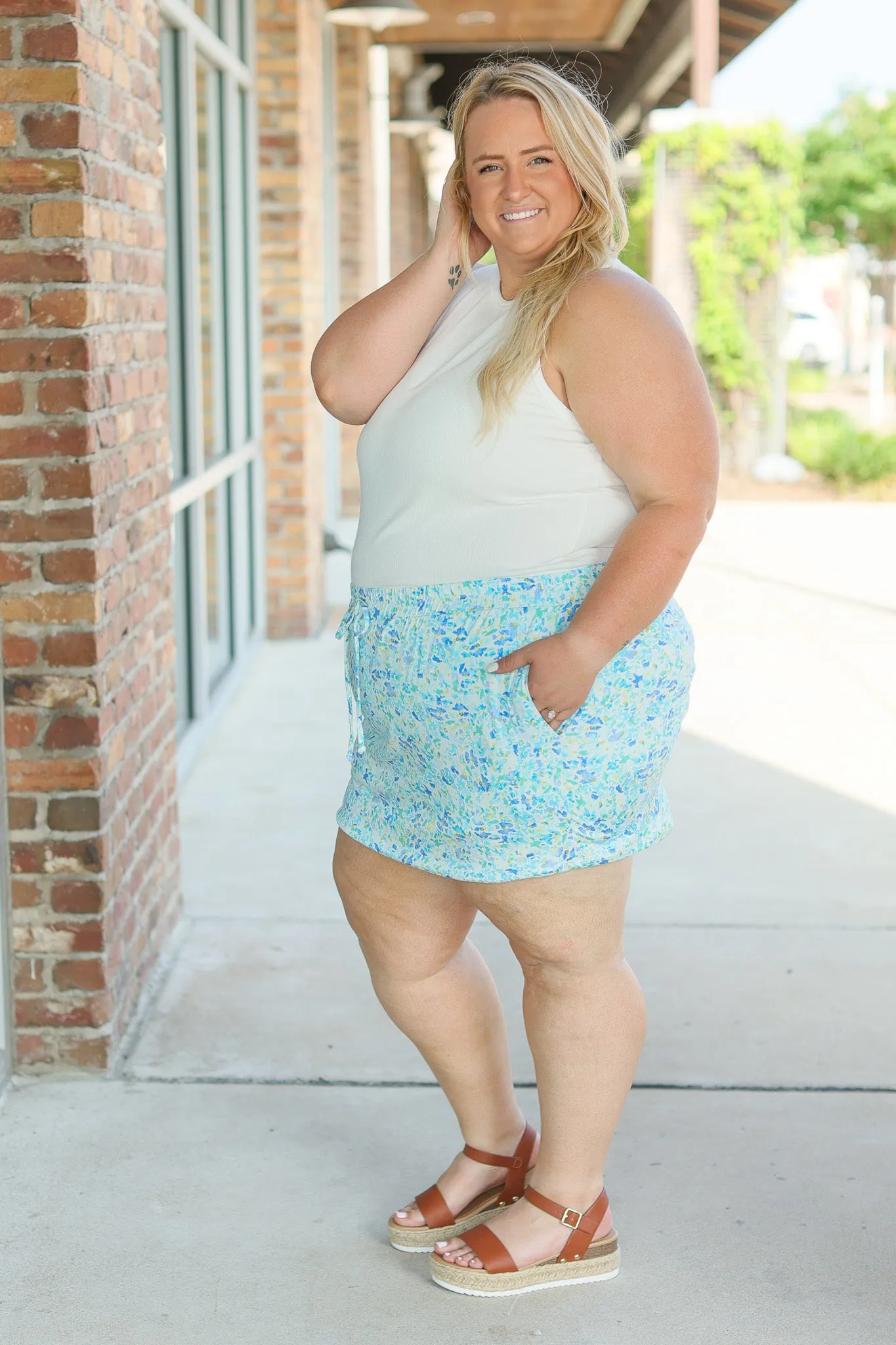IN STOCK Sienna Skort - Aqua Micro Floral FINAL SALE