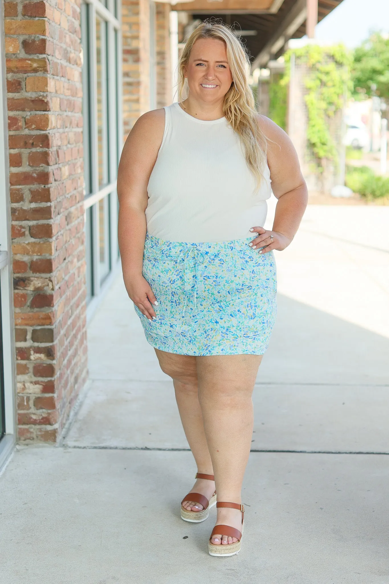 IN STOCK Sienna Skort - Aqua Micro Floral FINAL SALE