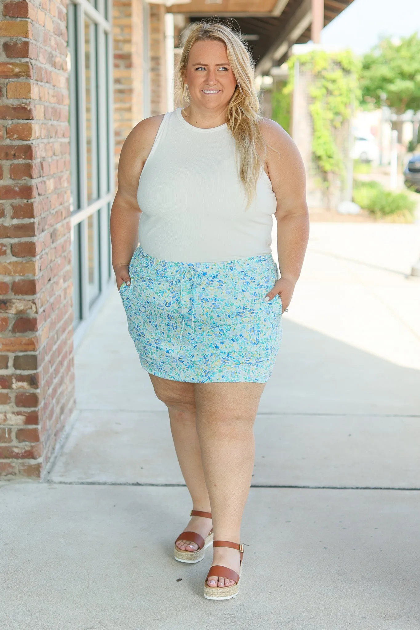 IN STOCK Sienna Skort - Aqua Micro Floral FINAL SALE