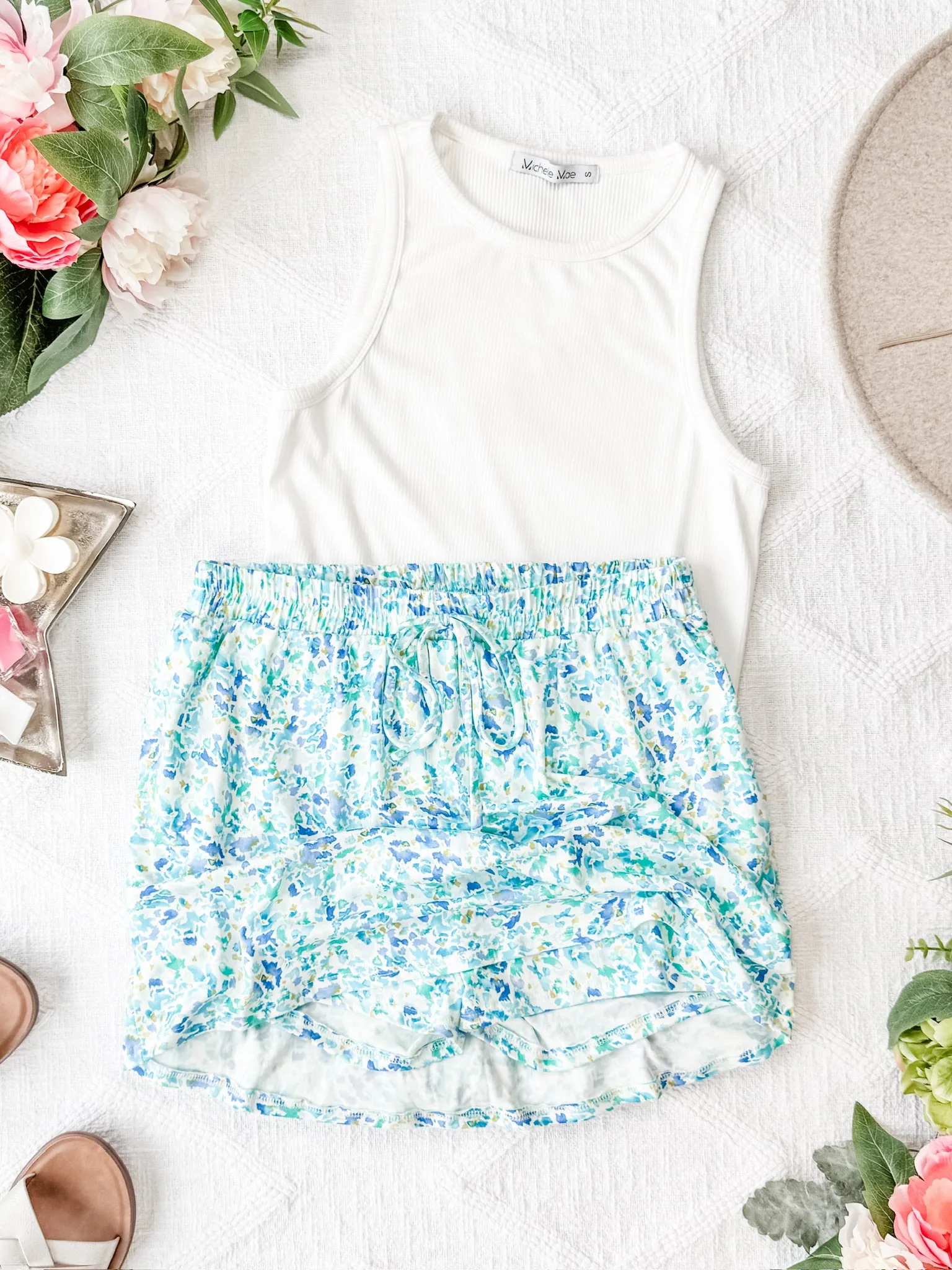 IN STOCK Sienna Skort - Aqua Micro Floral FINAL SALE
