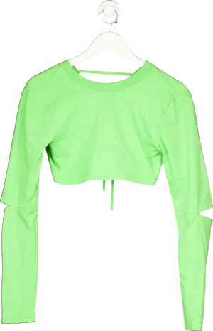 Jacquemus Green Piccola Cropped Cutout Cotton-Jersey Top UK XS