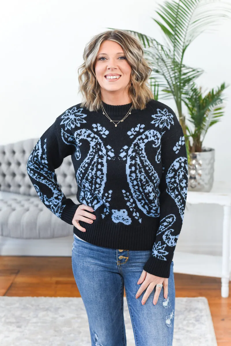 Jadea Paisley Print Knit Sweater
