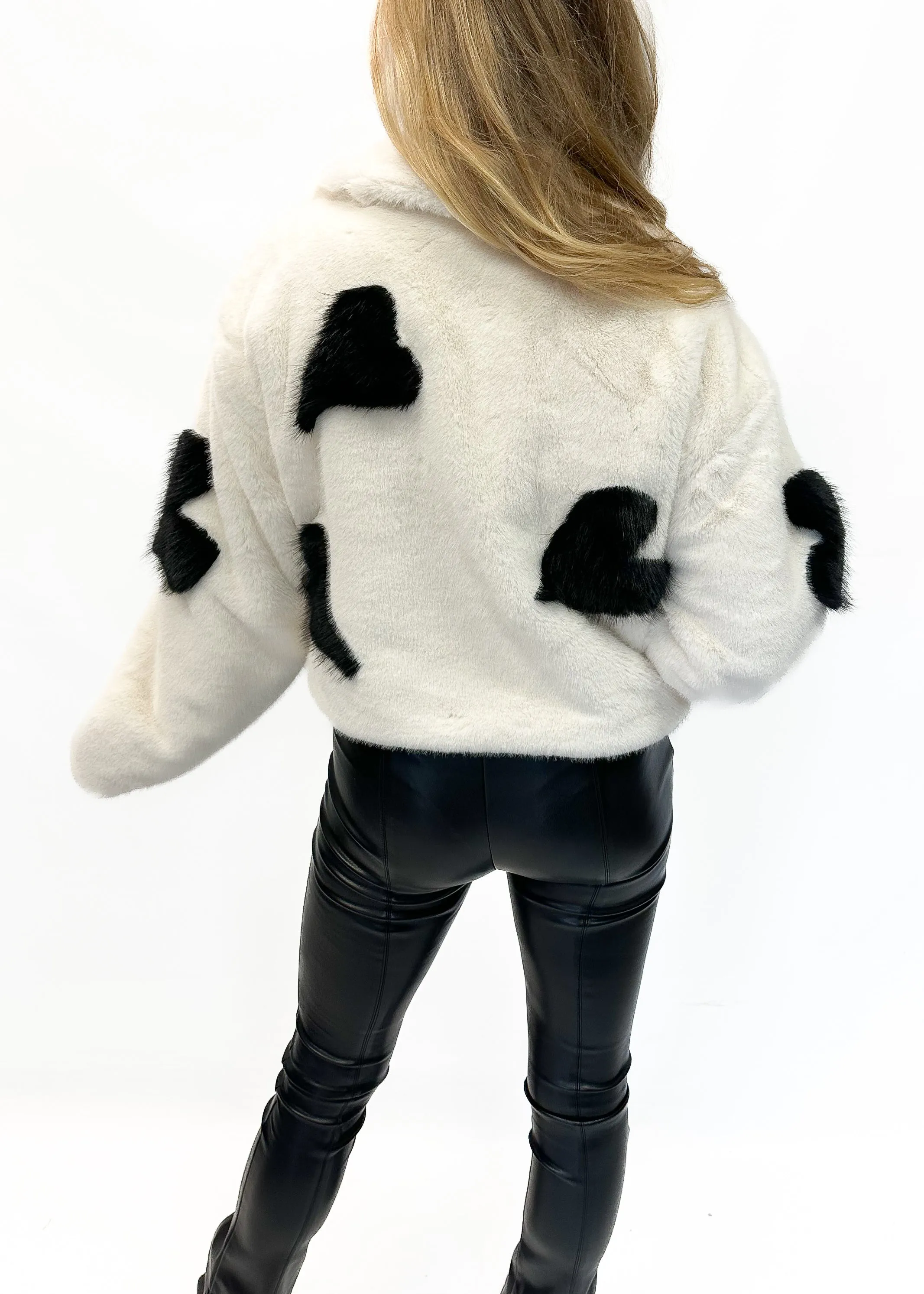 Jayley Handmade Love Heart Bamboo Fur Jacket - Cream