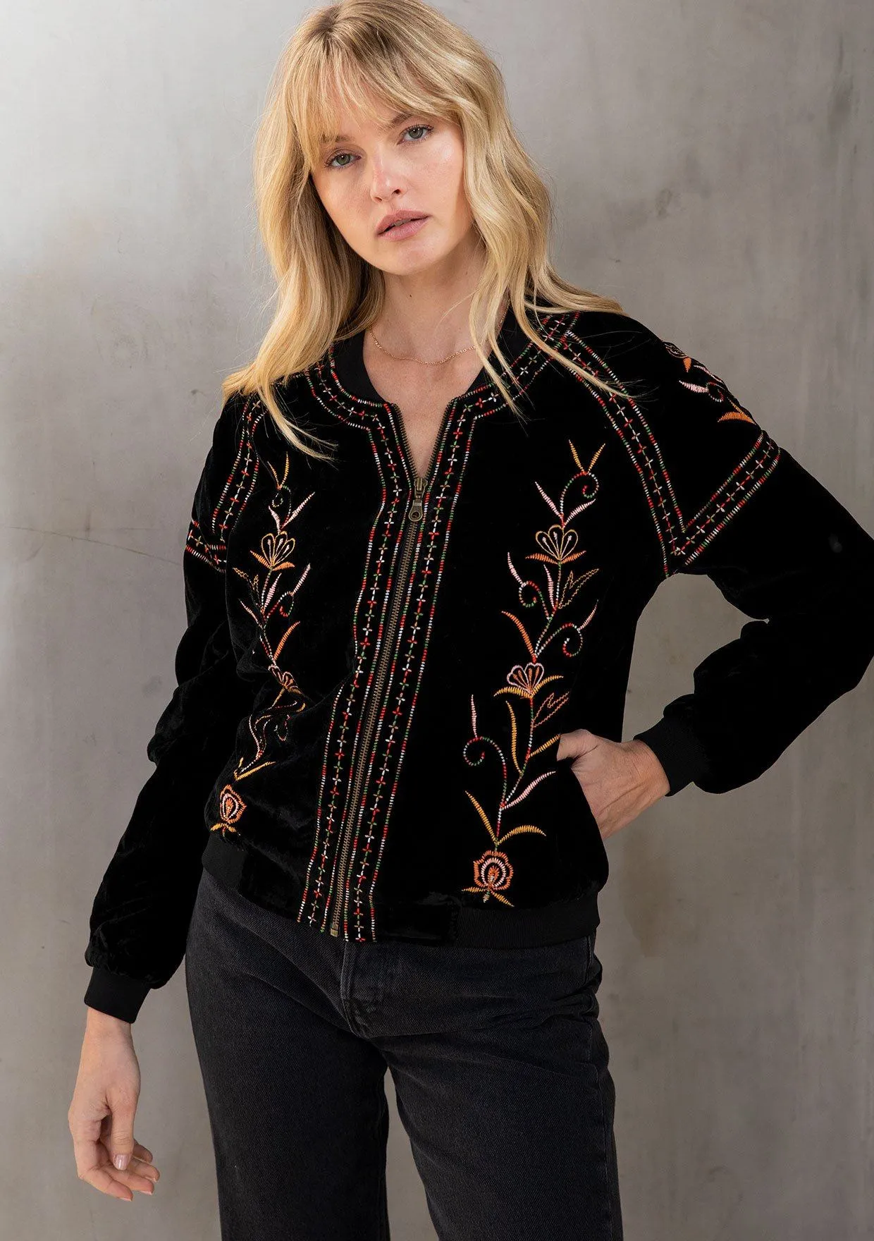 Jedda Velvet Bomber Jacket