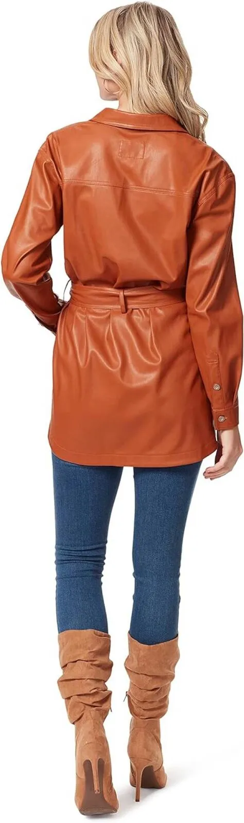 Jessica Simpson Women's Paula Belted Long Sleeve Shacket Jacket 30171909