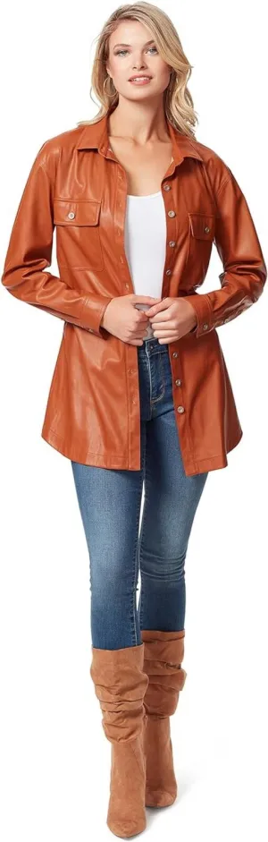 Jessica Simpson Women's Paula Belted Long Sleeve Shacket Jacket 30171909