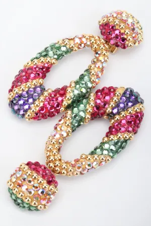 Jeweled Hoop Drop Earrings
