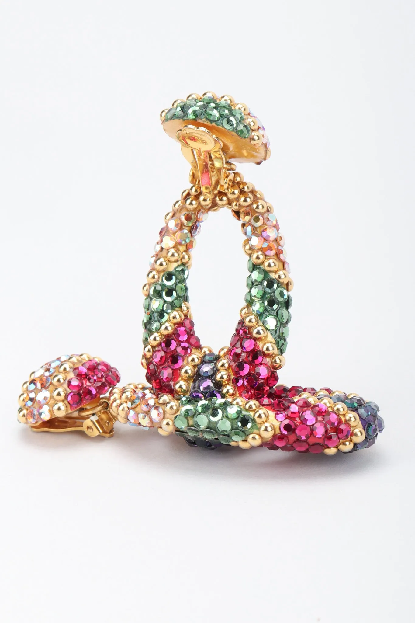 Jeweled Hoop Drop Earrings