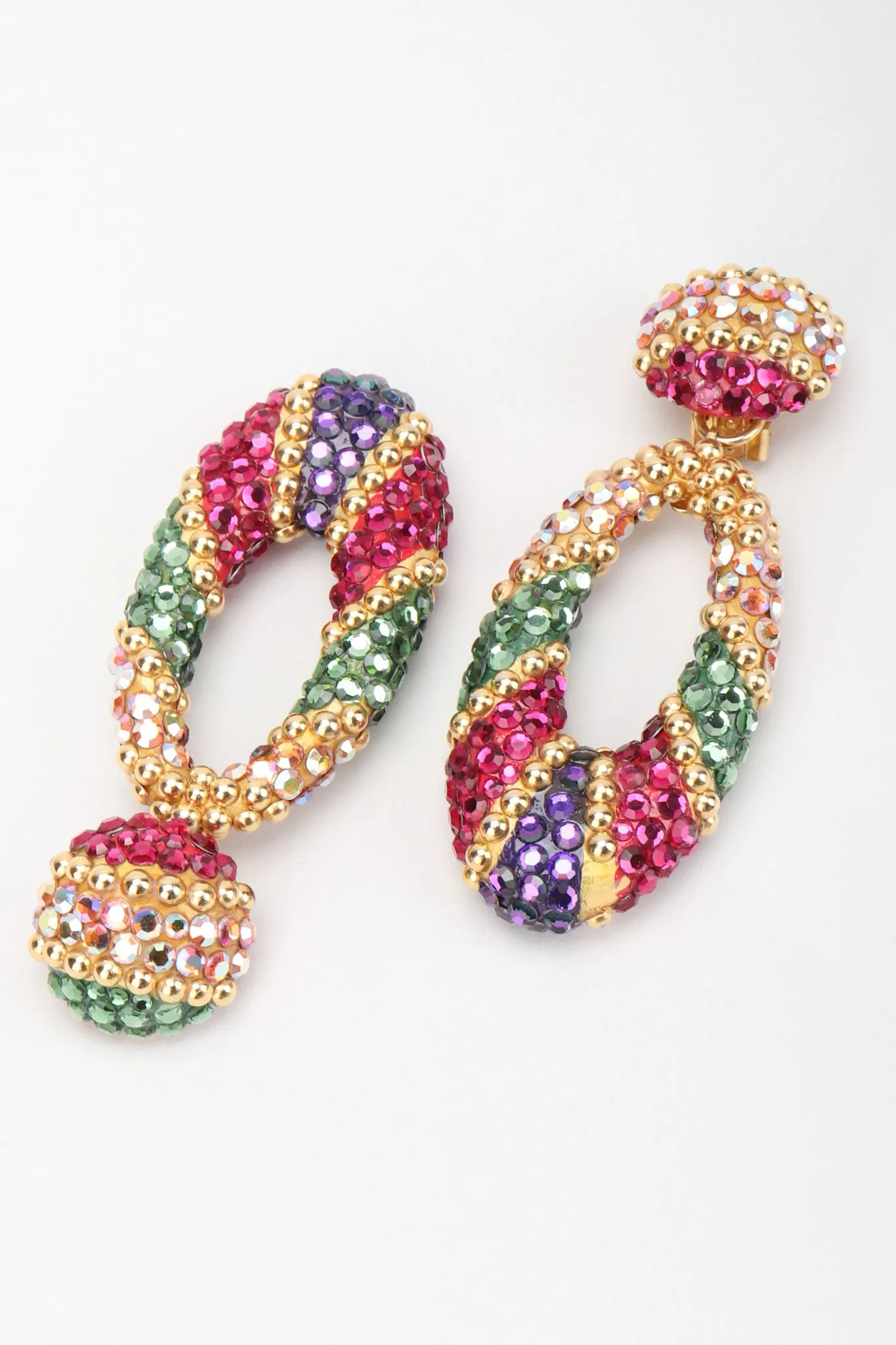 Jeweled Hoop Drop Earrings