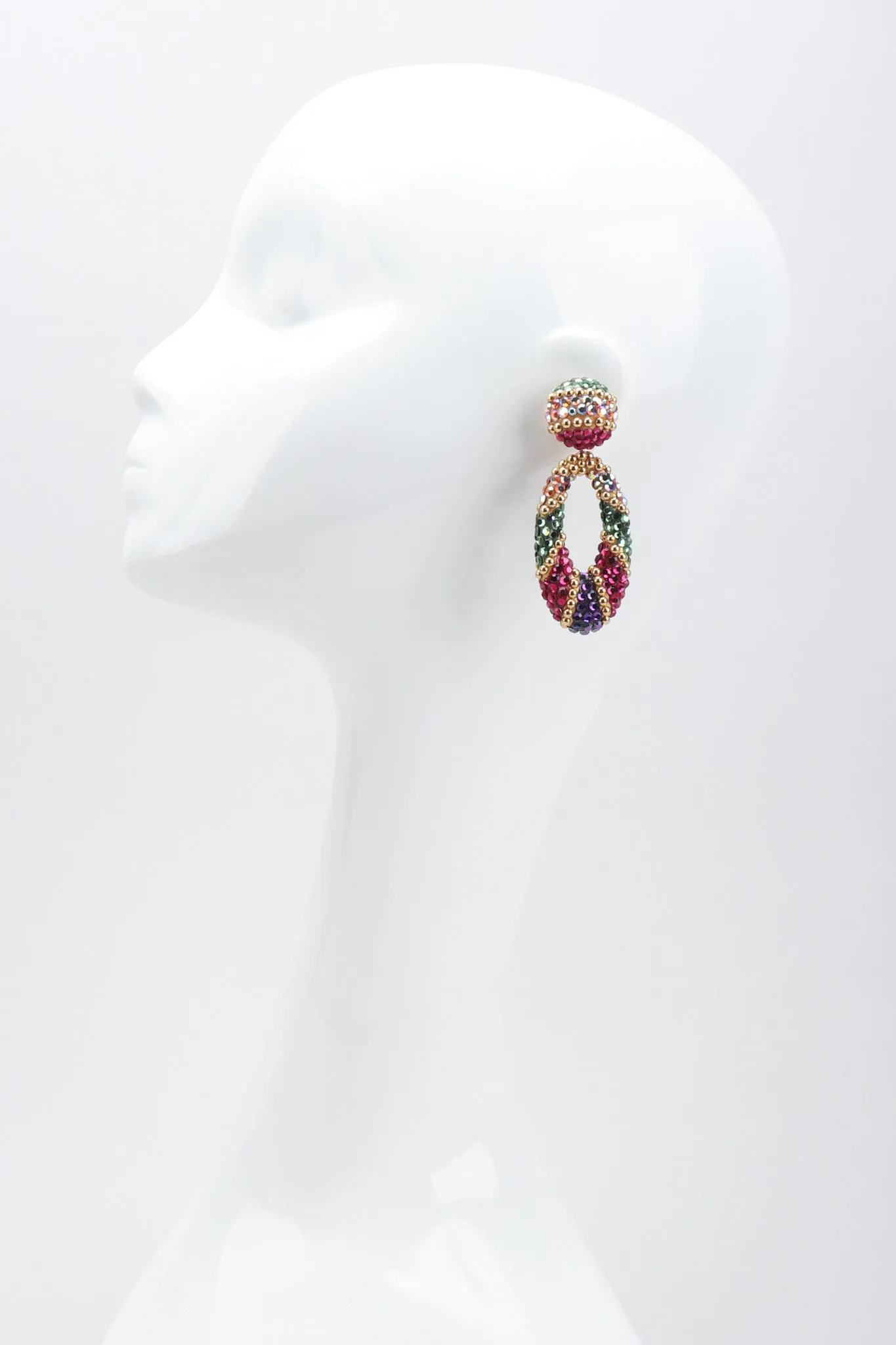 Jeweled Hoop Drop Earrings
