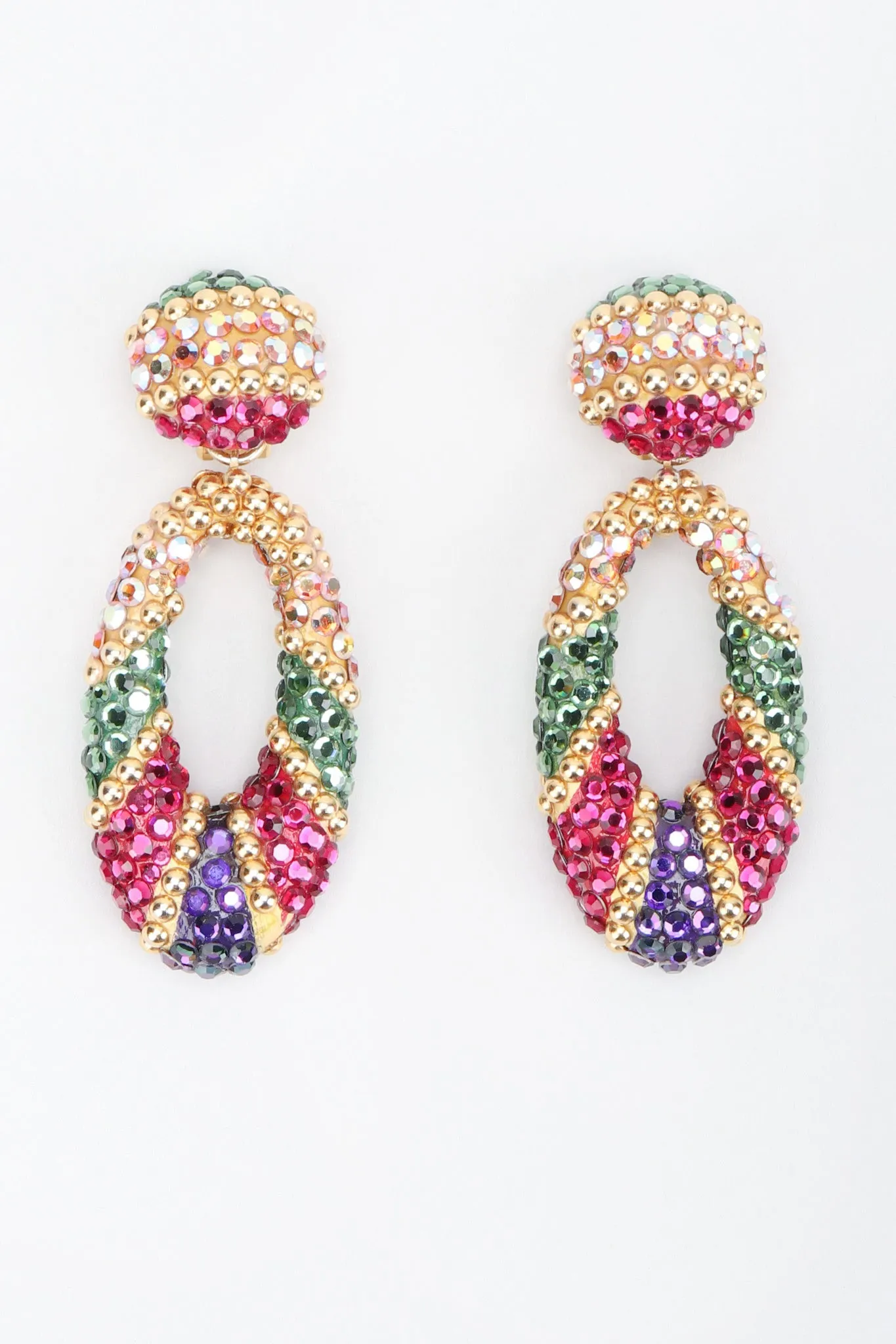 Jeweled Hoop Drop Earrings