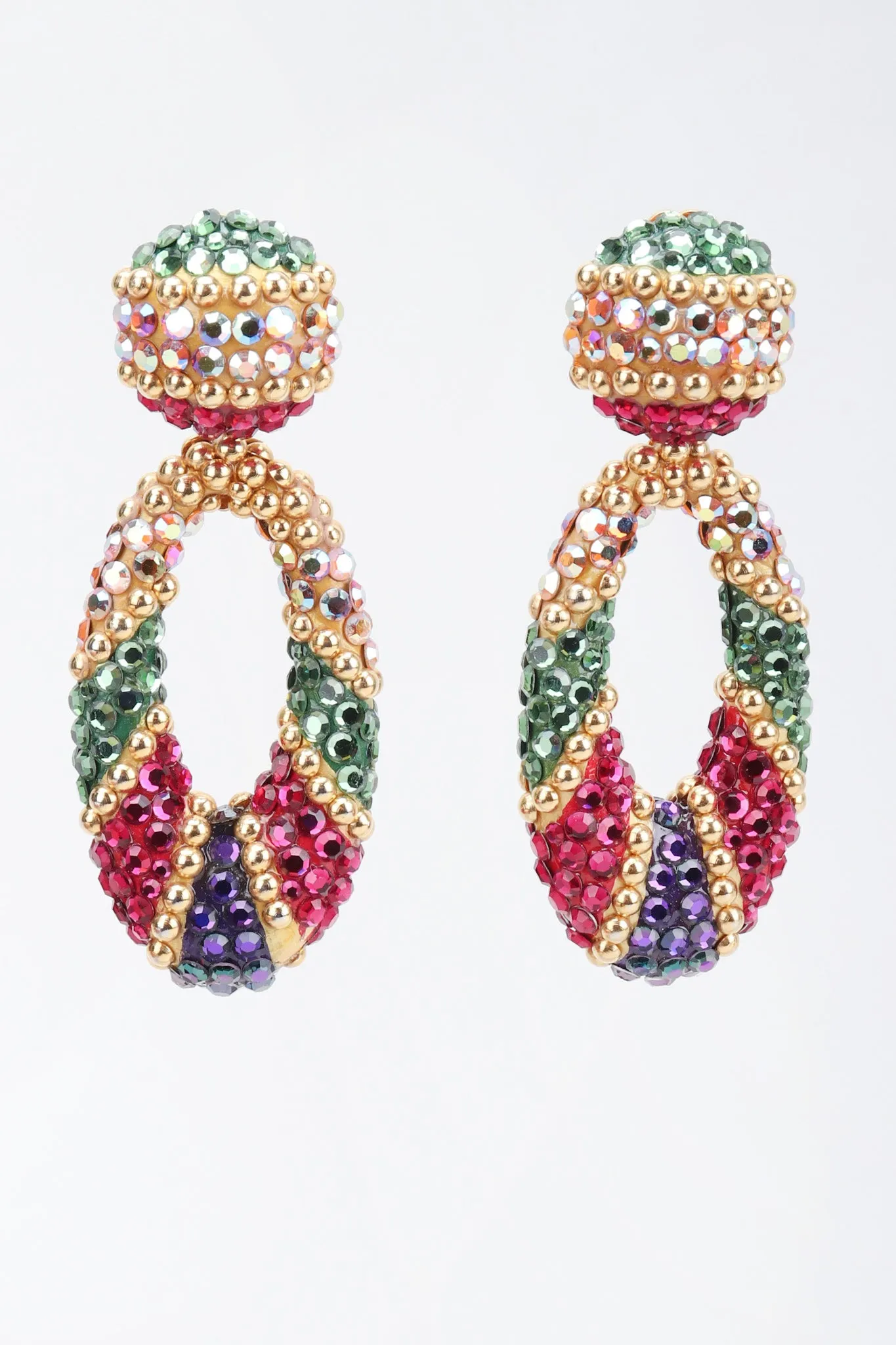 Jeweled Hoop Drop Earrings