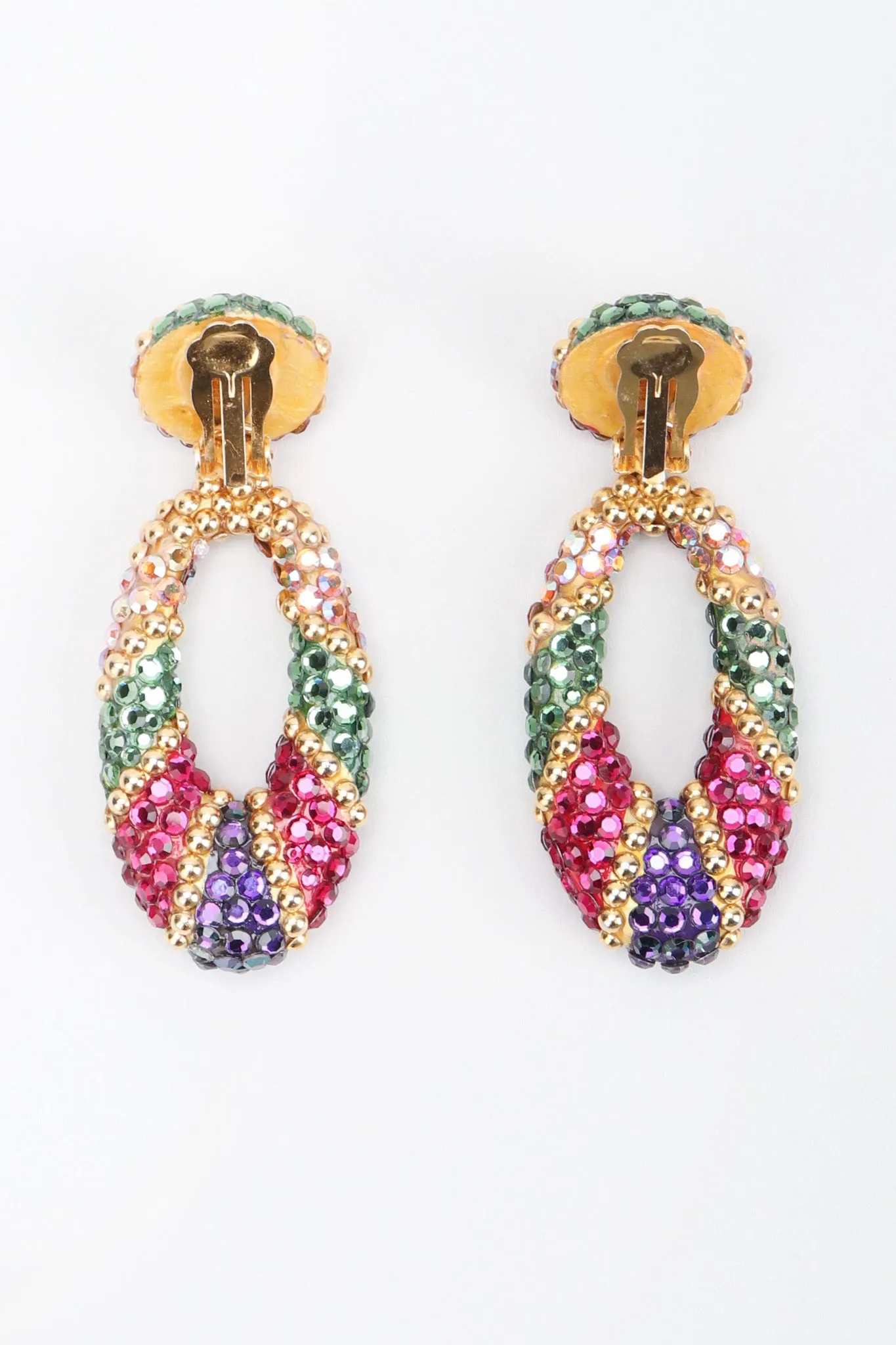 Jeweled Hoop Drop Earrings