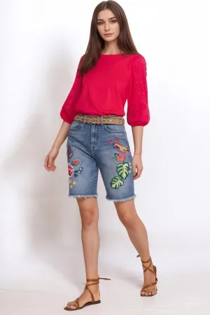 Johnny Was Denim Blue Jeanette Bermuda Jean Short JWD1123