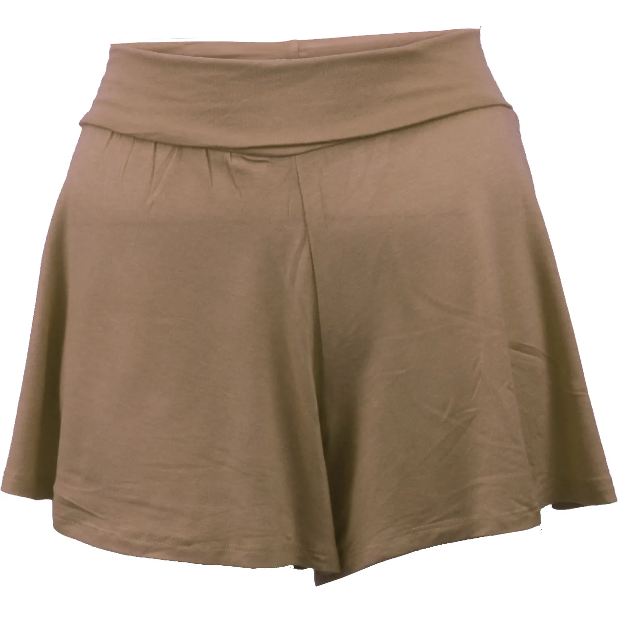 Junior womens stretch high waisted foldover waist band wide leg Shorts