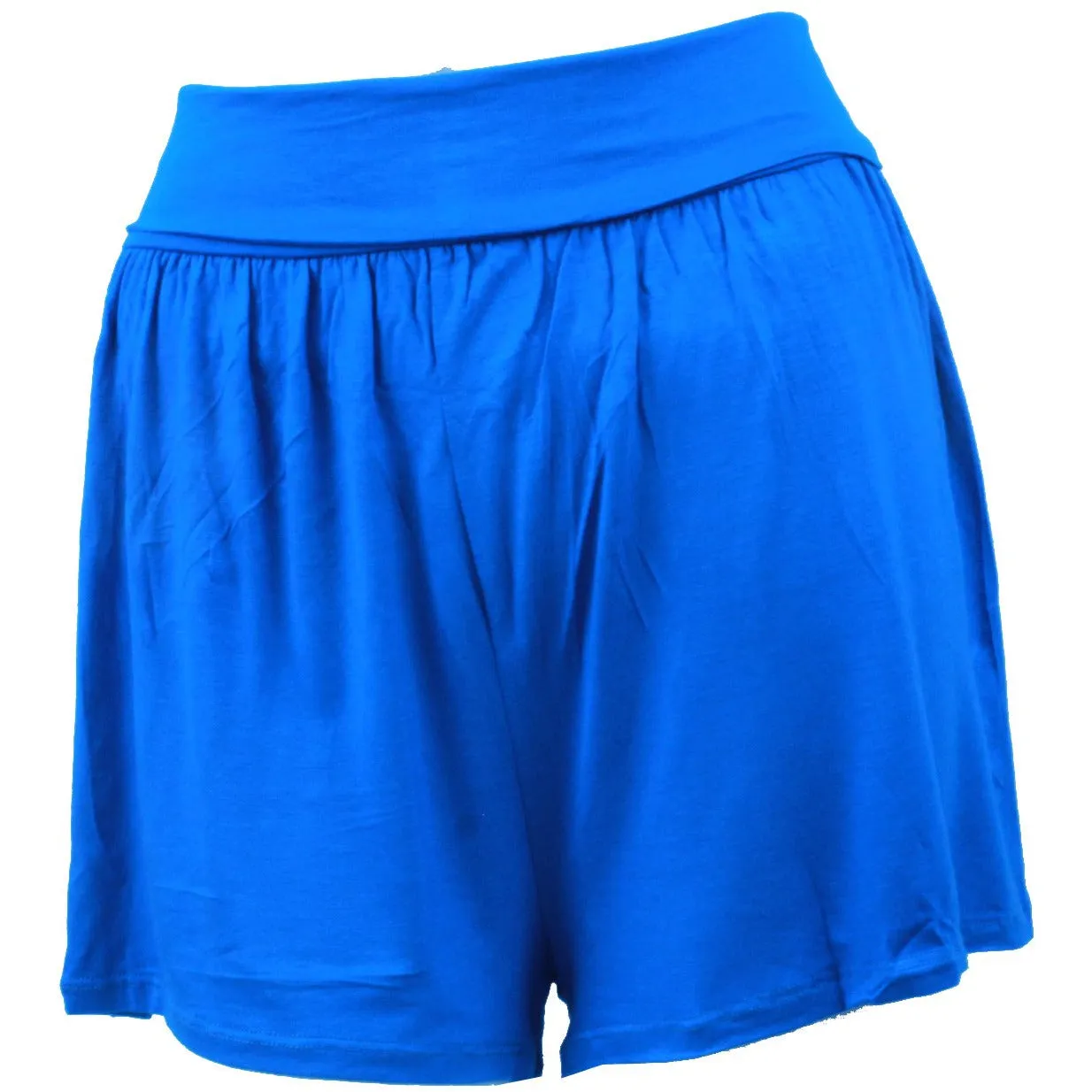 Junior womens stretch high waisted foldover waist band wide leg Shorts
