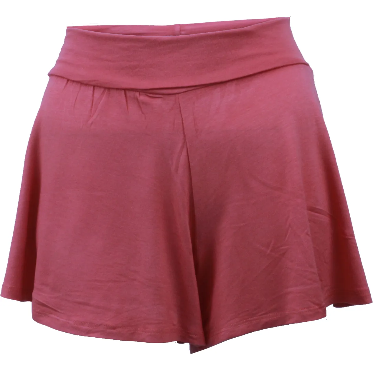 Junior womens stretch high waisted foldover waist band wide leg Shorts