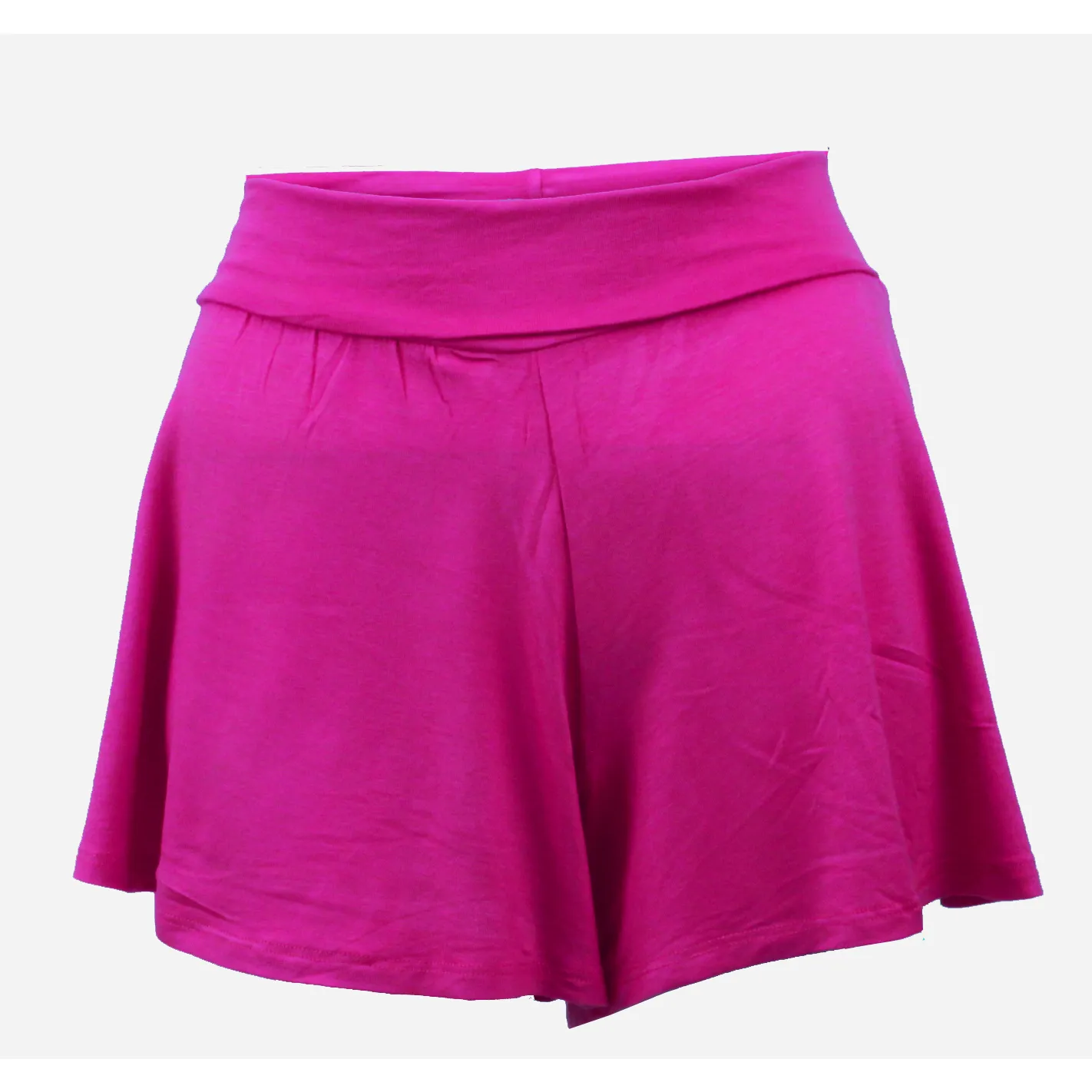 Junior womens stretch high waisted foldover waist band wide leg Shorts