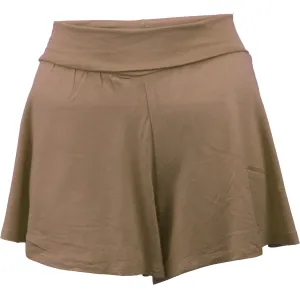 Junior womens stretch high waisted foldover waist band wide leg Shorts