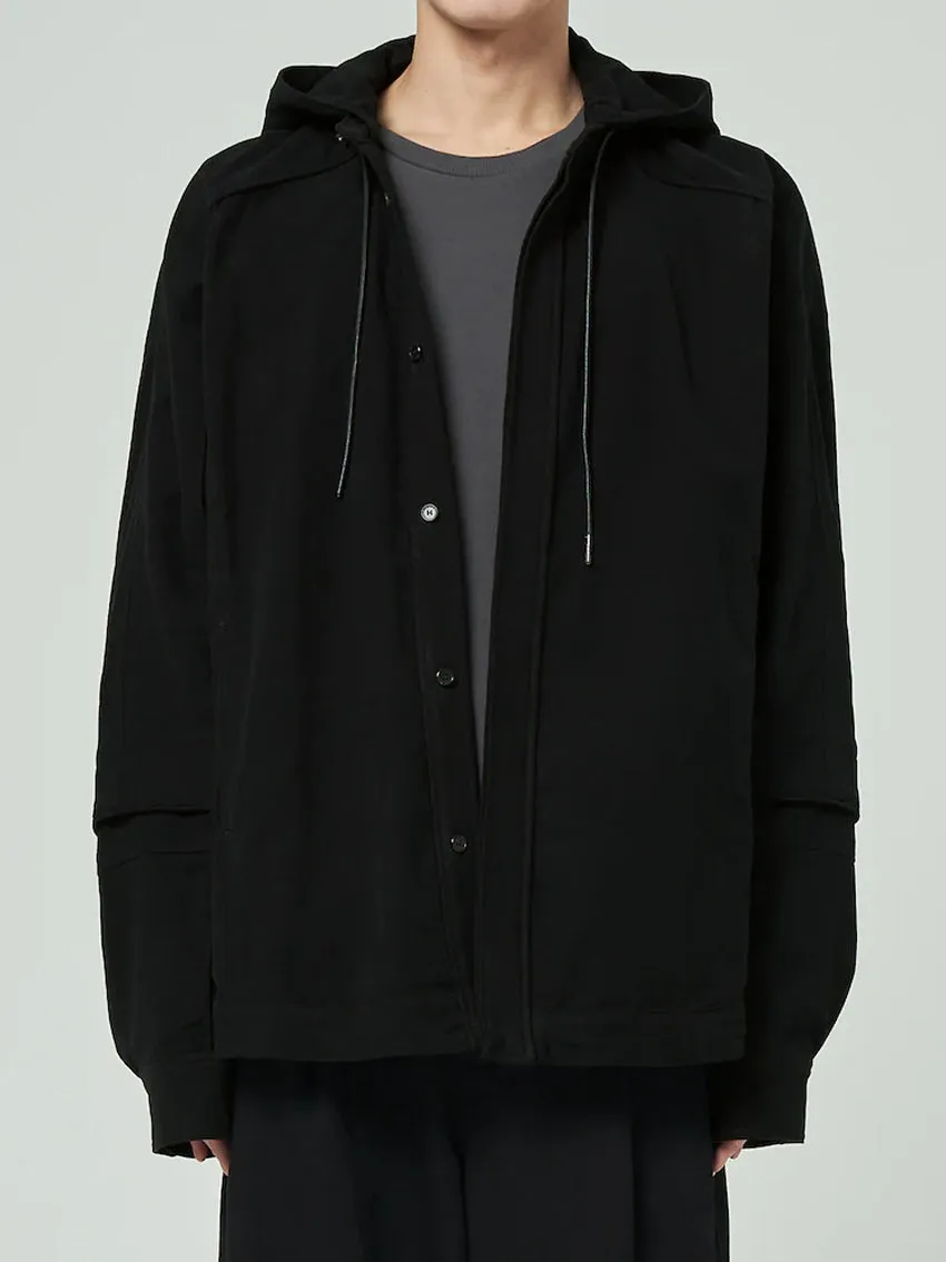 Juun.J Cotton Flannel Hooded Coach Shirt