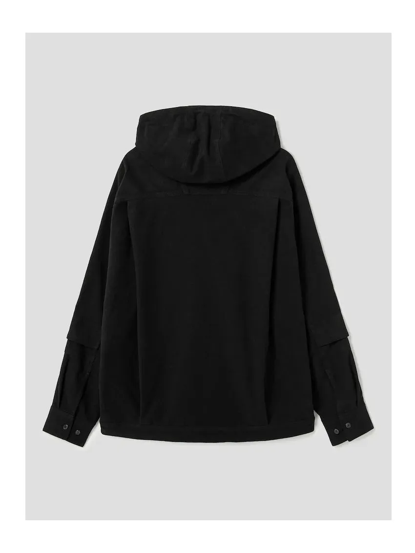 Juun.J Cotton Flannel Hooded Coach Shirt