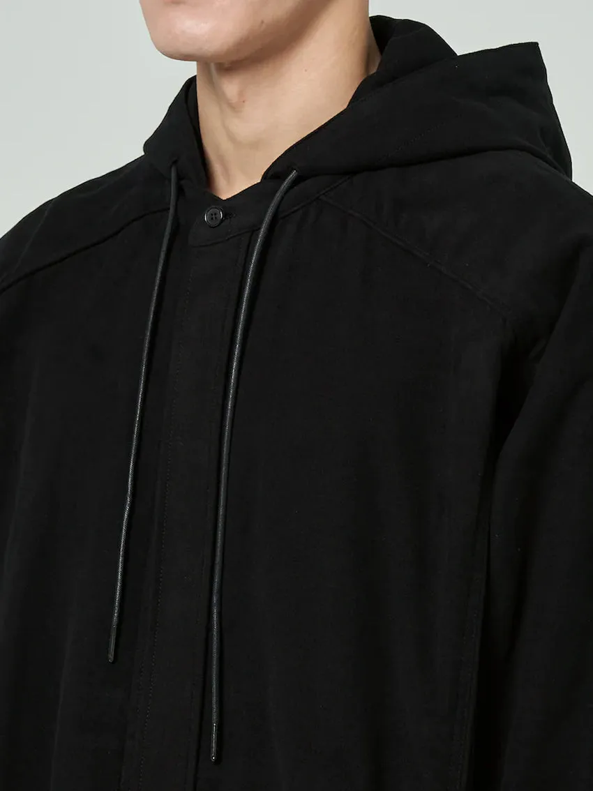 Juun.J Cotton Flannel Hooded Coach Shirt