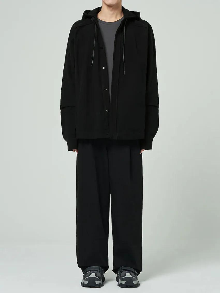 Juun.J Cotton Flannel Hooded Coach Shirt