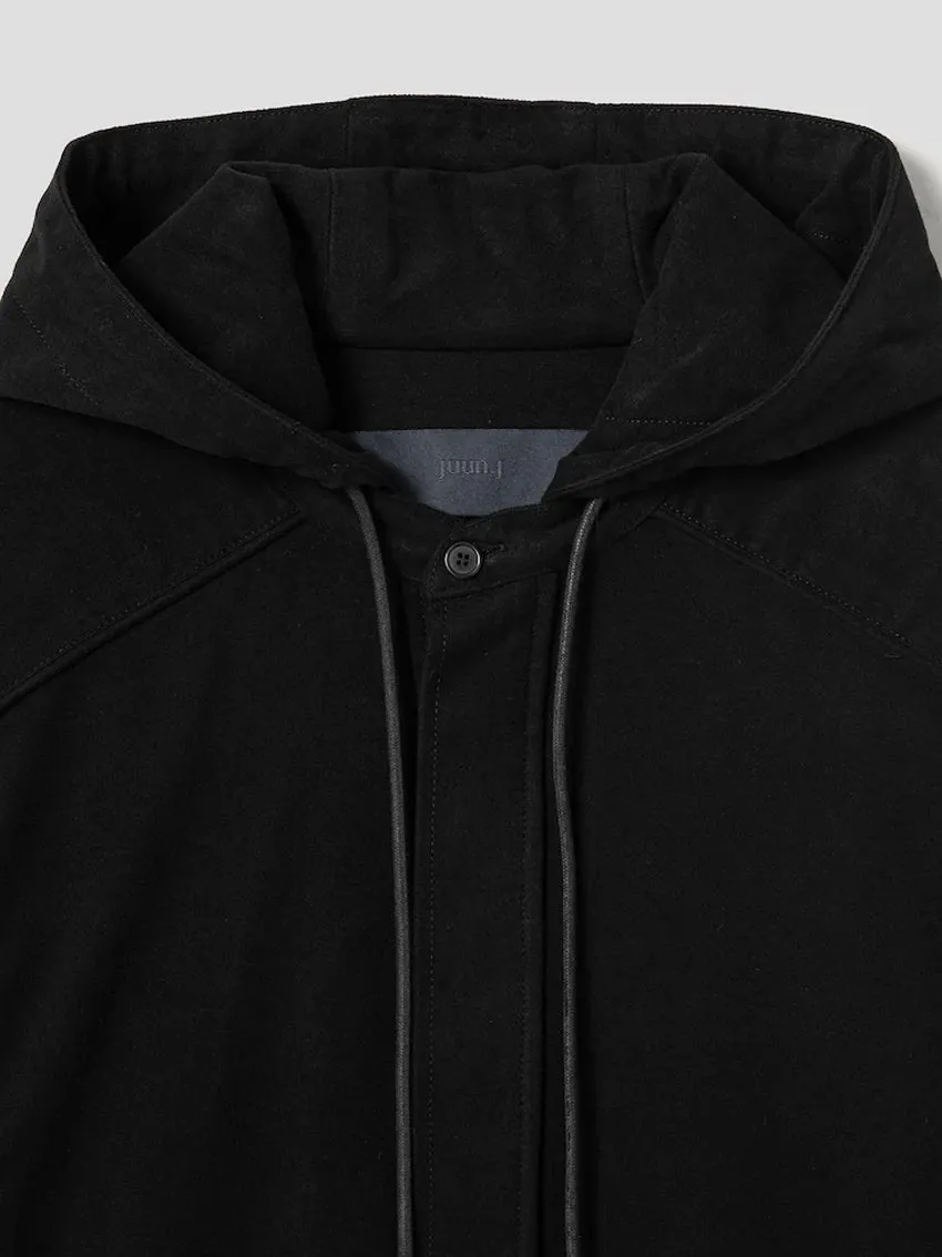 Juun.J Cotton Flannel Hooded Coach Shirt
