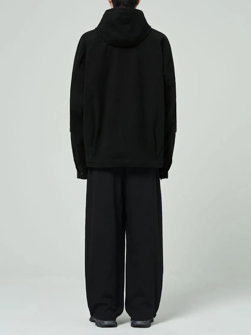 Juun.J Cotton Flannel Hooded Coach Shirt