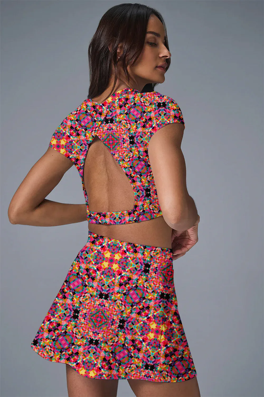 Kaleido Energy Activewear Set – Women’s 2-Piece Tennis & Pickleball Crop Top   Skirt