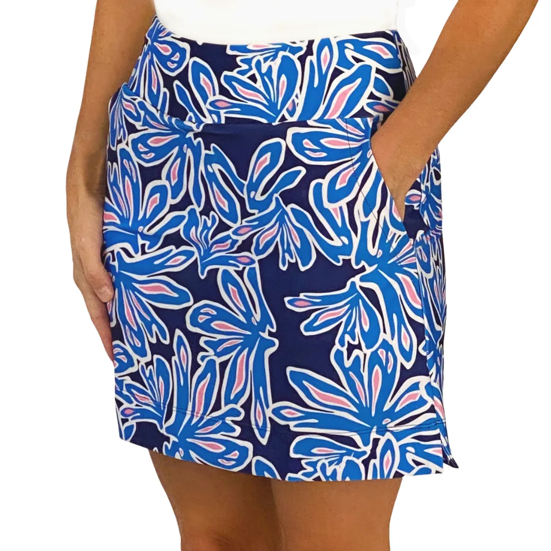 Kiawah Country Club Skort in Beach Palm Navy and Pink