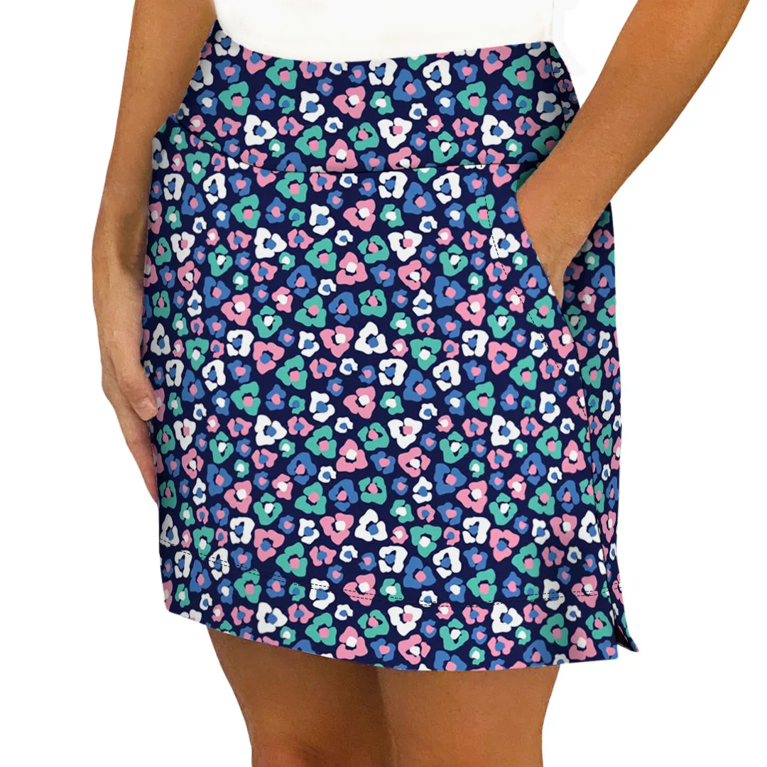 Kiawah Country Club Skort in Floral Cheetah Navy