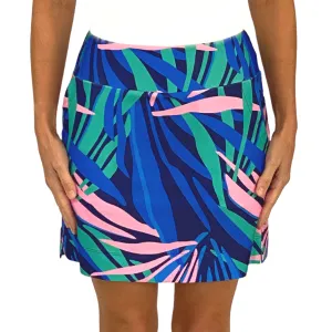 Kiawah Country Club Skort in Tropical Leaves Navy and Pink