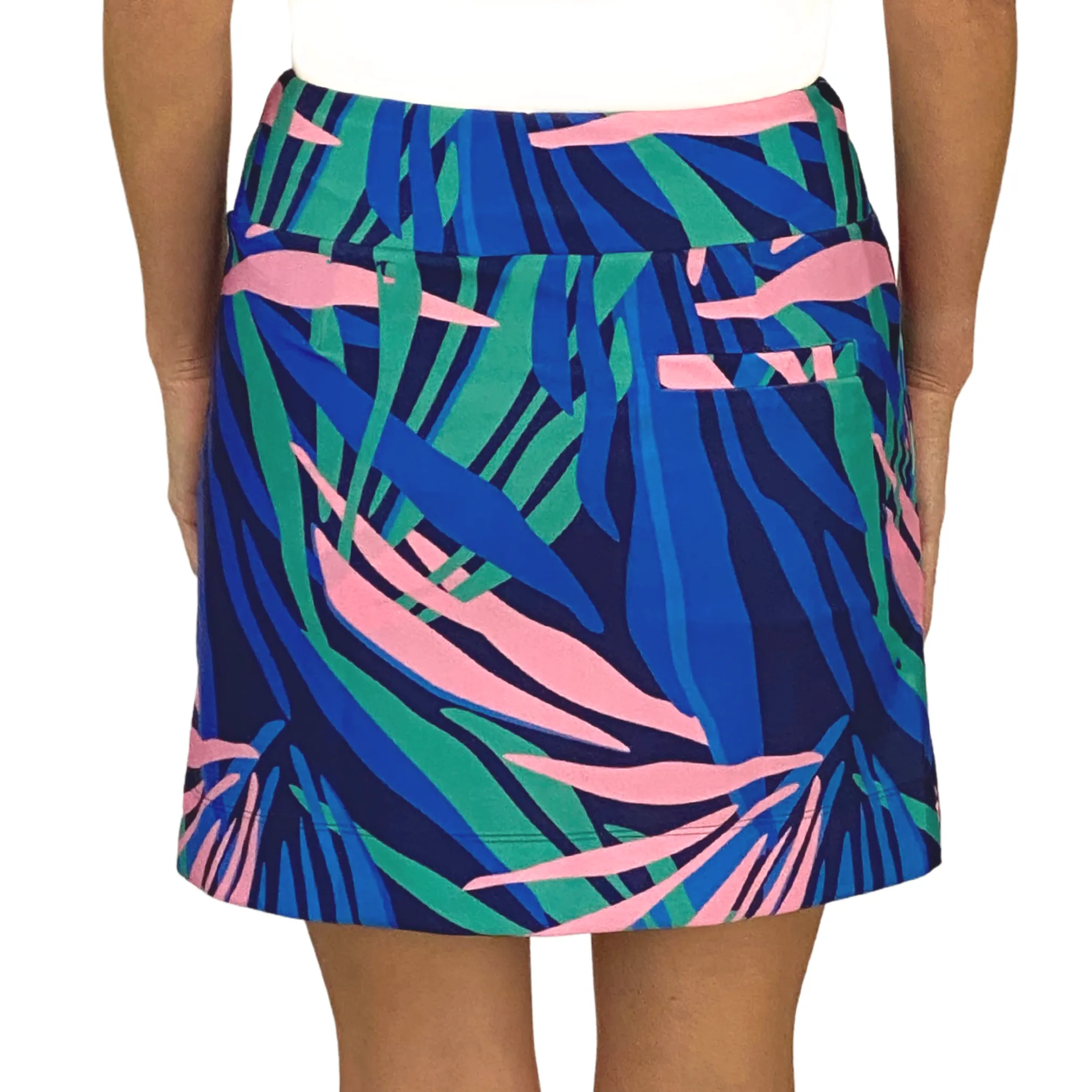 Kiawah Country Club Skort in Tropical Leaves Navy and Pink