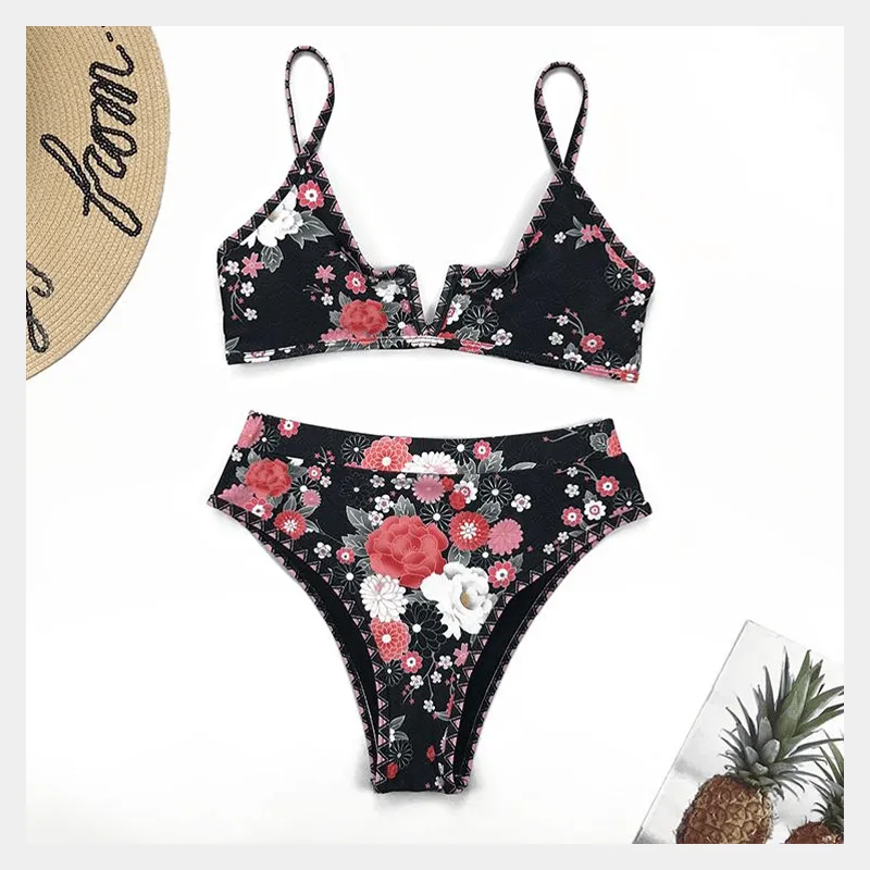 Kiera Black Floral Bikini Swimwear