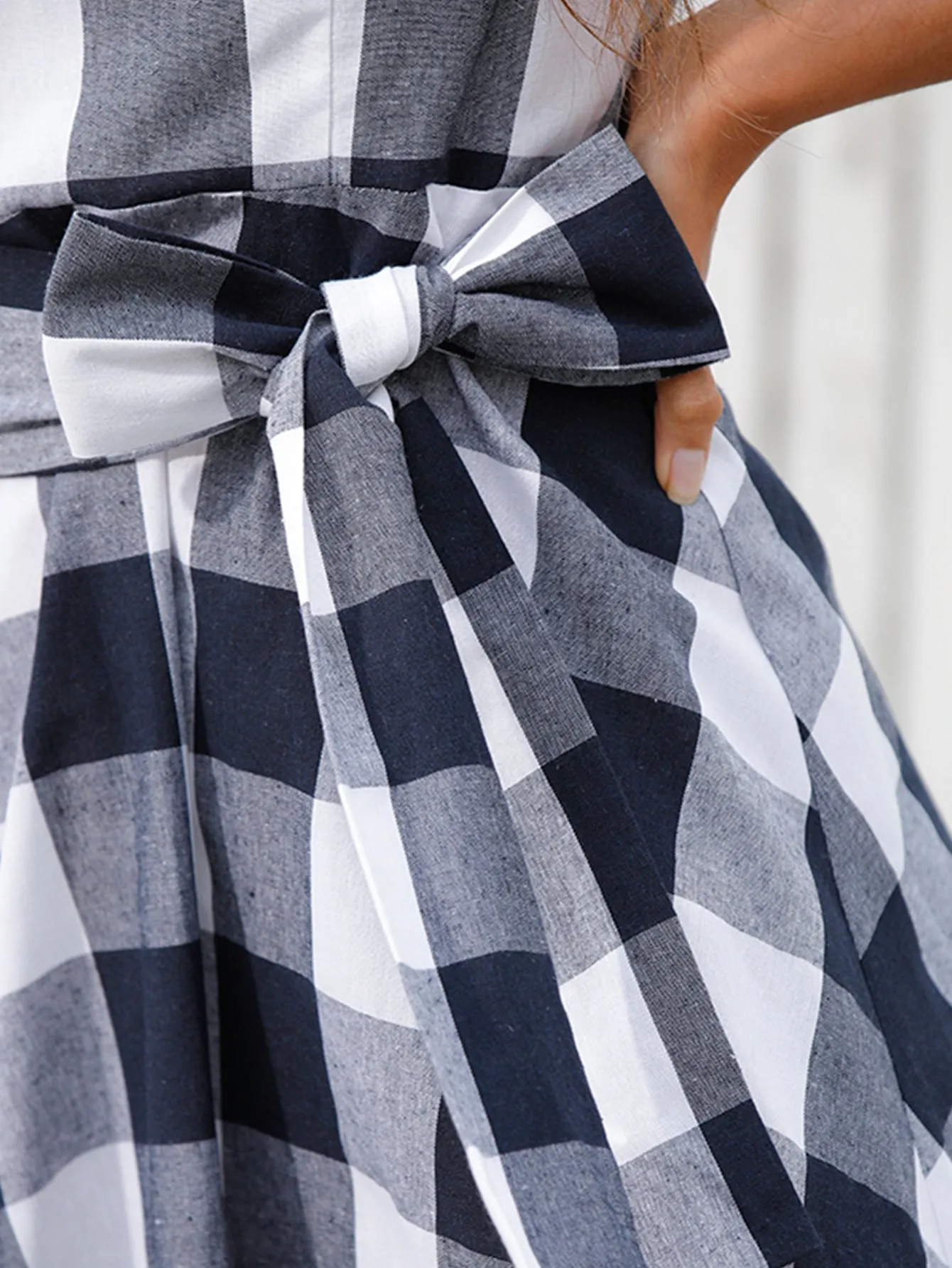 KittenAlarm - Plaid Zip Back Flare Dress with Waist Belt
