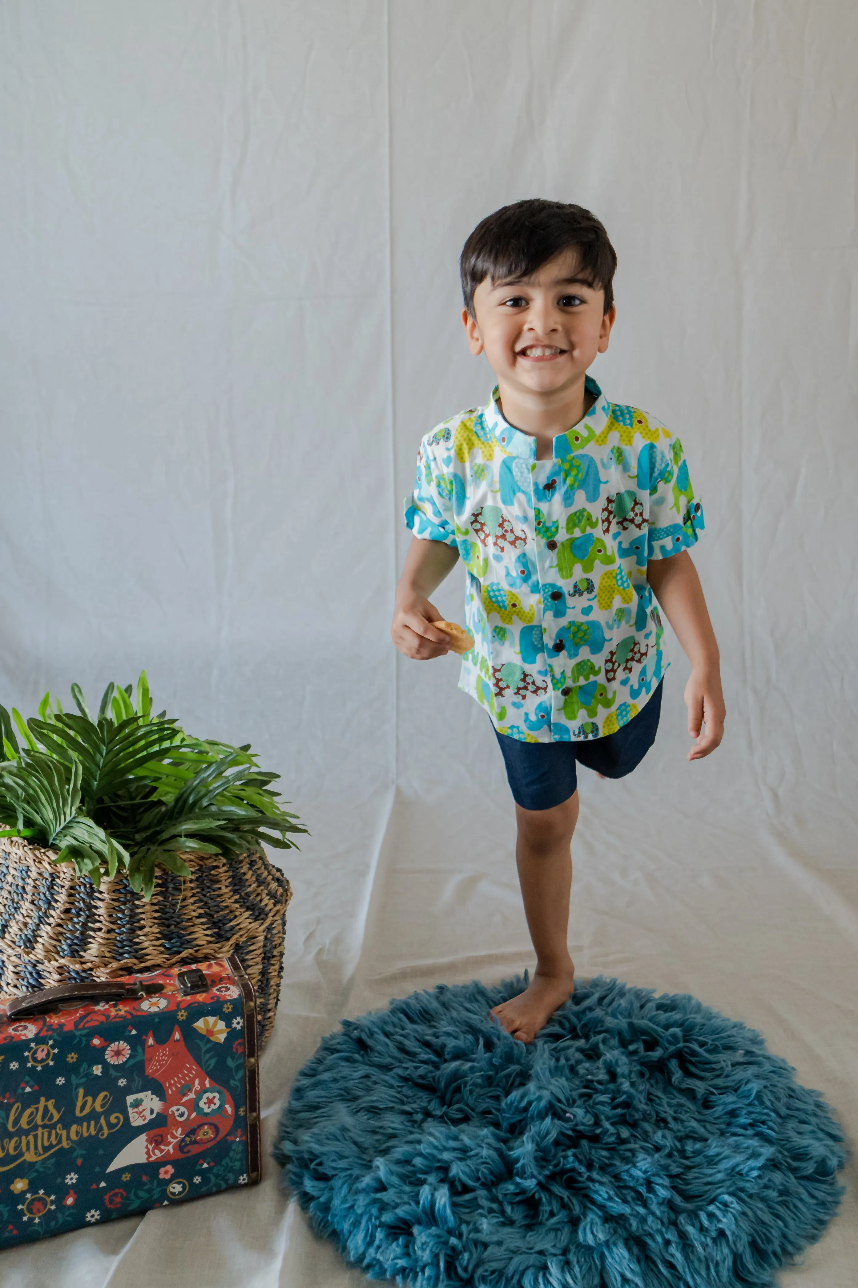 Klingaru Shirt - Blue Green Ellie _( Last Pieces ) size-6-12 Months
