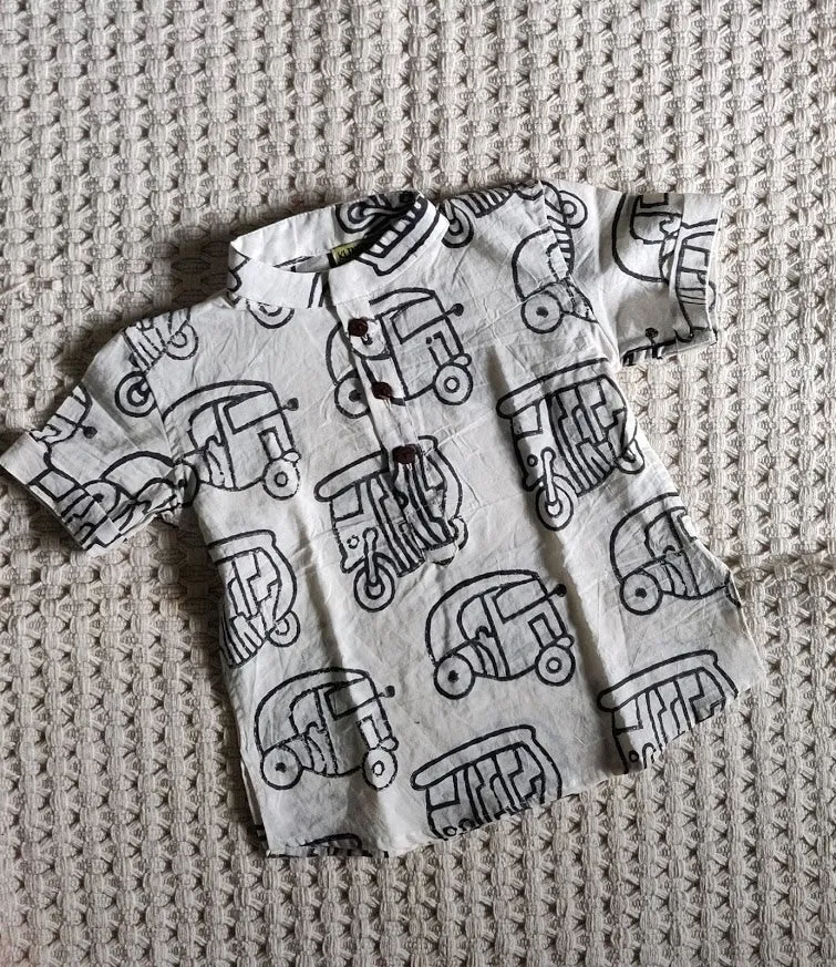 Klingaru Short Kurta - Handblock Offwhite Auto