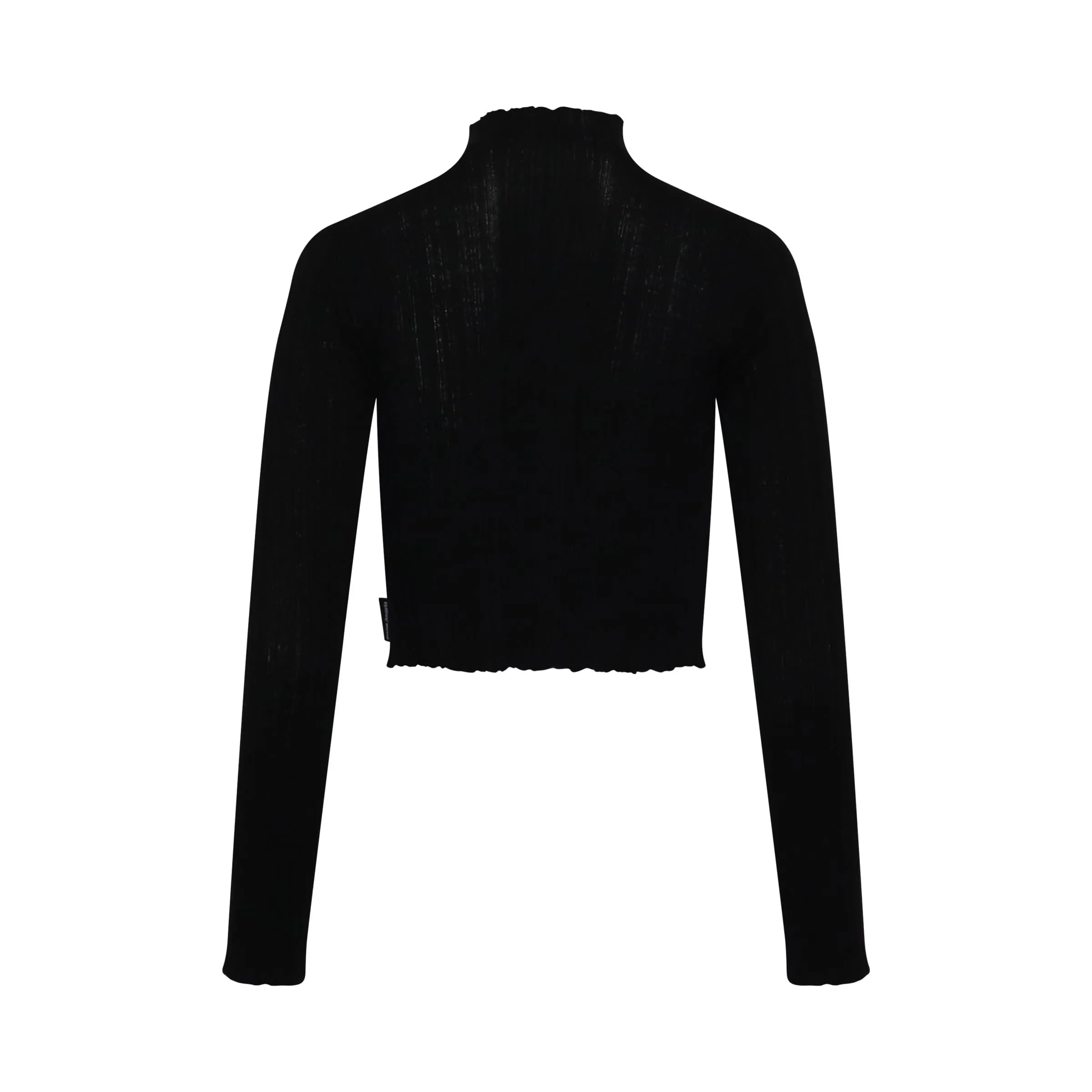 Knit Cropped Mock Neck Knitwear in Black