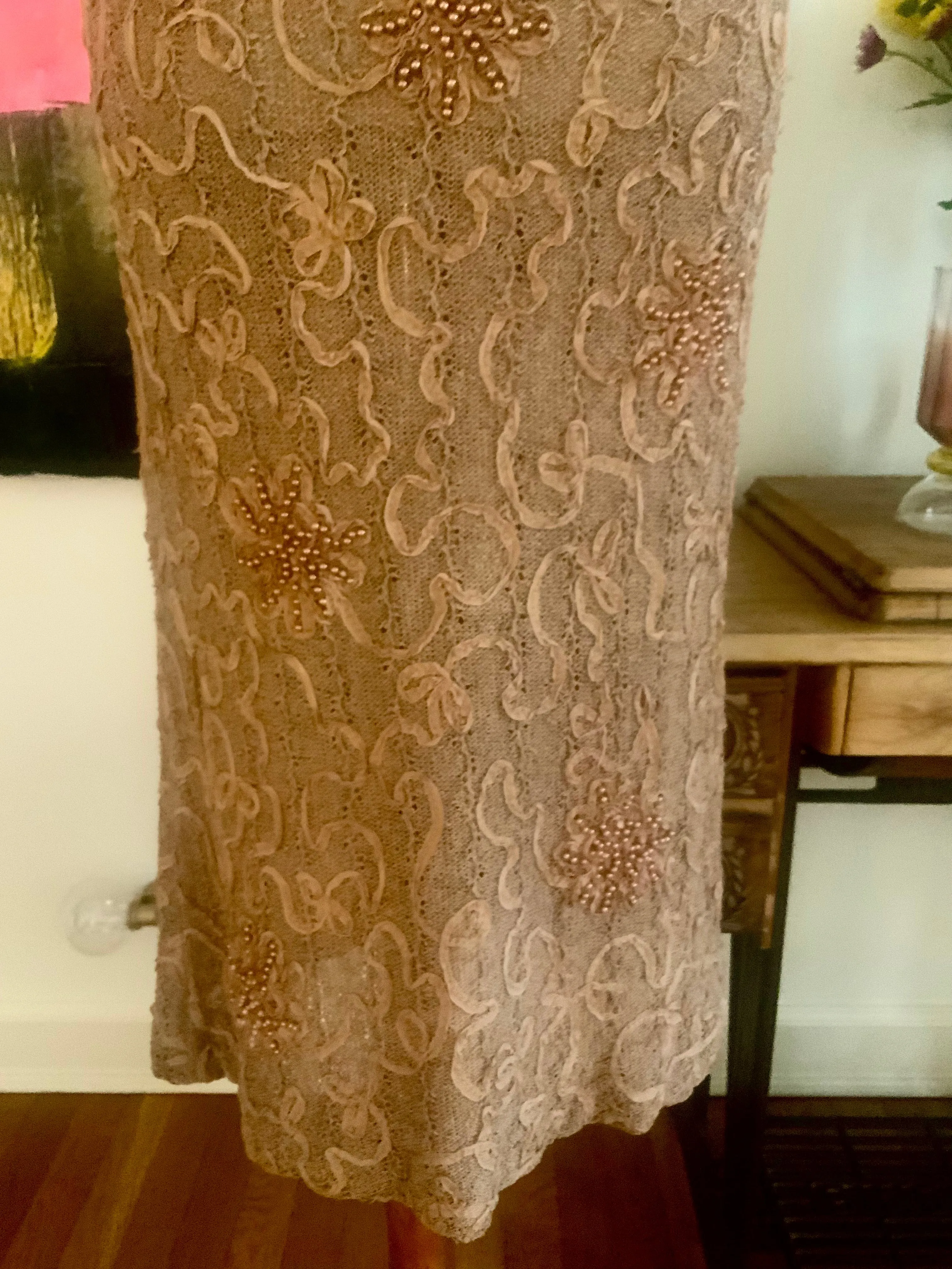 Knitted Dress, Beaded, Soutache Ribbon Embroidery - 30s