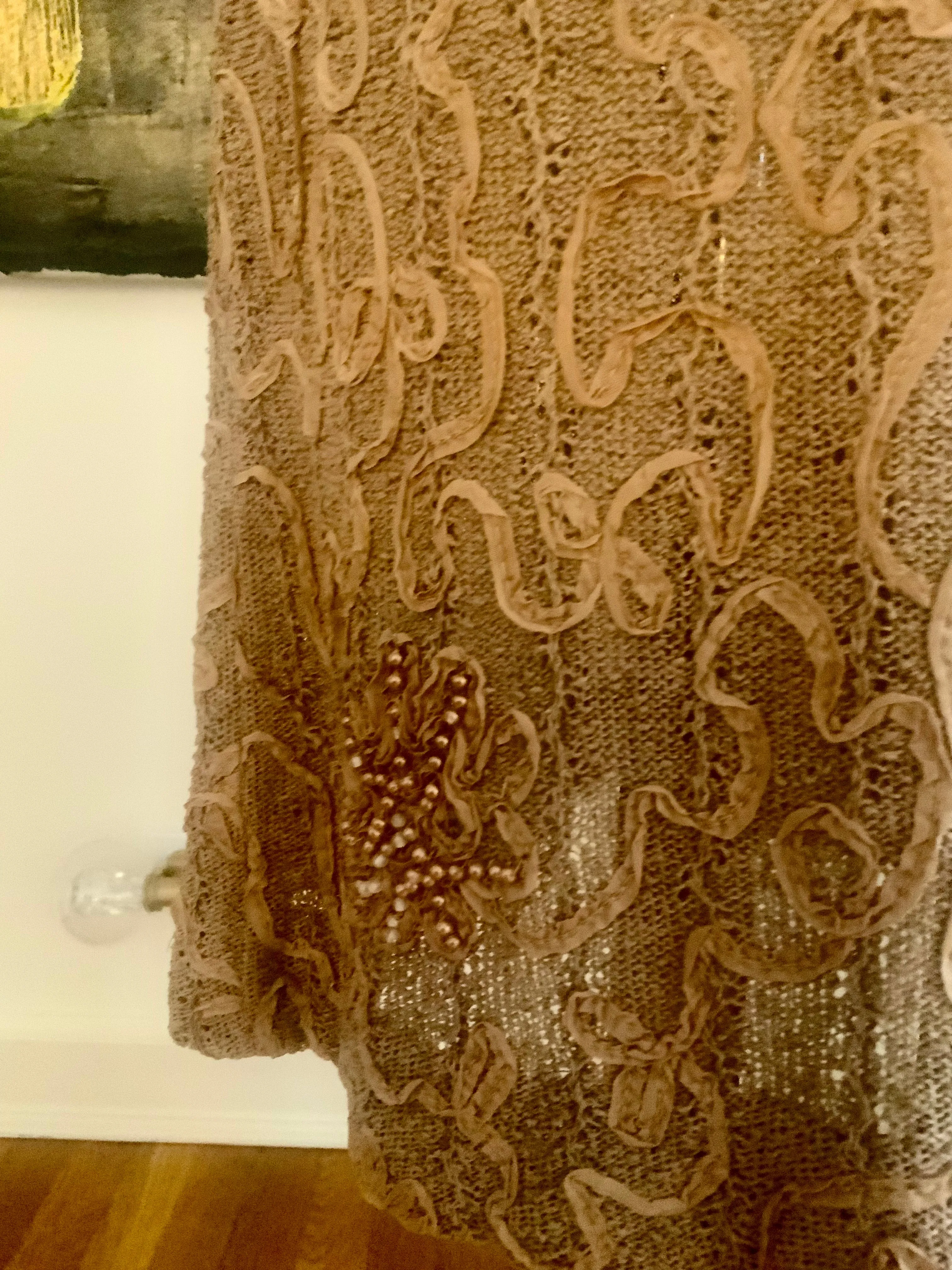 Knitted Dress, Beaded, Soutache Ribbon Embroidery - 30s